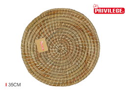 Privilege Salvamanteles Redondo de Mimbre, Diámetro 35 cm, Colección Korne, Ideal para Mesa y Decoración (16 Unidades)