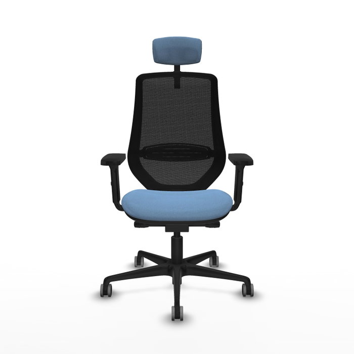 PIQUERAS Y CRESPO Silla de oficina Mardos con mecanismo Sincro/Traslack, Azul cielo y Negro