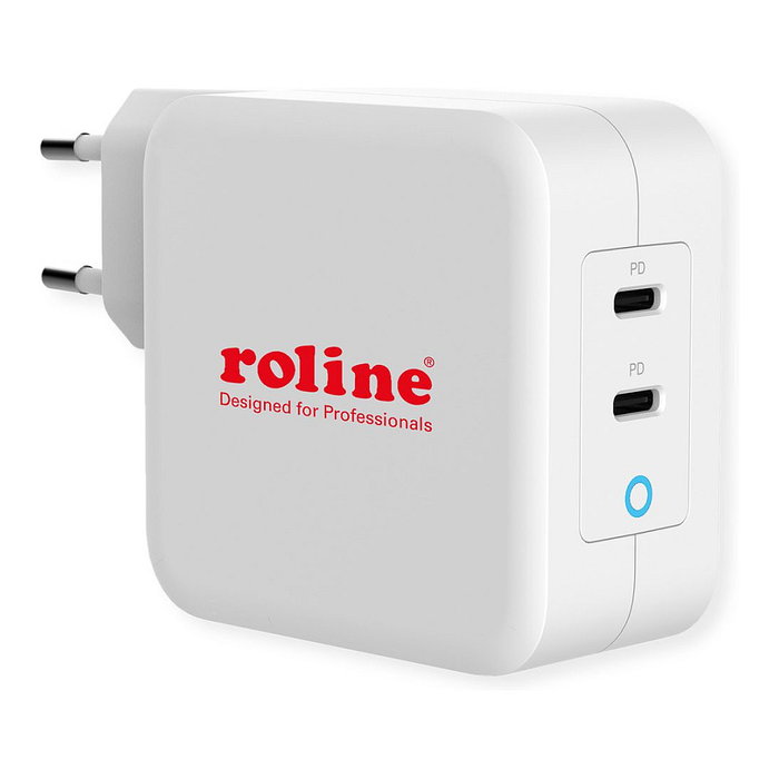 ROLINE Cargador USB 100W con 2 Puertos Tipo C (PD) GaN, Blanco ROLINE Cargador USB 100W con 2 Puertos Tipo C (PD) GaN, Blanco