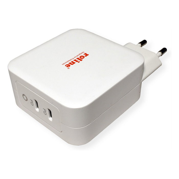 ROLINE Cargador USB 100W con 2 Puertos Tipo C (PD) GaN, Blanco ROLINE Cargador USB 100W con 2 Puertos Tipo C (PD) GaN, Blanco
