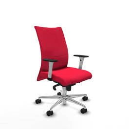 PIQUERAS Y CRESPO Silla Albacete Confidente con Mecanismo Sincro, Tela Roja y Base de Aluminio