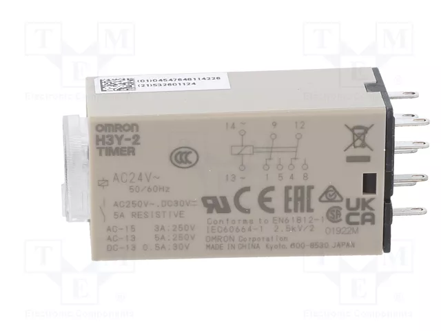 OMRON H3Y-2-24AC-10S Relé de tiempo DPDT 24VAC 0,5÷10s