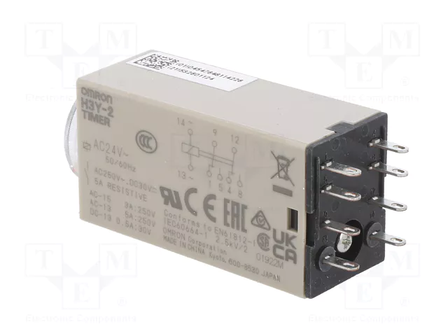 OMRON H3Y-2-24AC-10S Relé de tiempo DPDT 24VAC 0,5÷10s