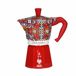 Cafetera Italiana Bialetti MOKA EXPRESS D&G 6T Rojo Plateado Aluminio 6 Tazas