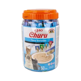 CHURU VET SN Gatos Variedades de Atún 50 Bolsas de 4 Sticks de 15g