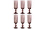 DKD Home Decor Set de 6 Copas de Cristal Rayado Rosa 160ml
