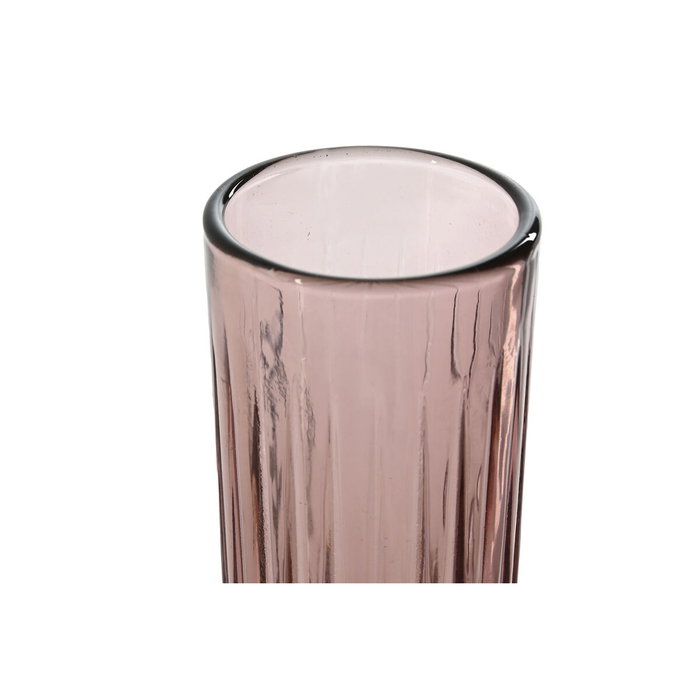 DKD Home Decor Set de 6 Copas de Cristal Rayado Rosa 160ml