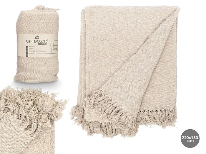 GIFTDECOR Multiusos Pompon Natural 180x220cm GIFTDECOR Multiusos Pompon Natural 180x220cm