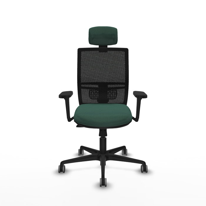 PIQUERAS Y CRESPO Silla de oficina Yunquera con mecanismo Sincro/Traslack, Verde botella y Negro