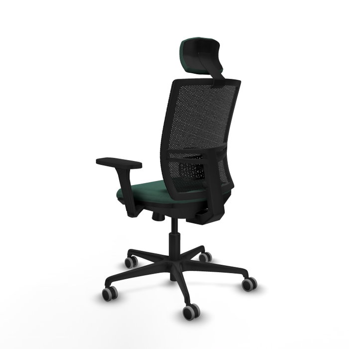 PIQUERAS Y CRESPO Silla de oficina Yunquera con mecanismo Sincro/Traslack, Verde botella y Negro