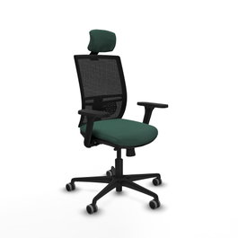 PIQUERAS Y CRESPO Silla de oficina Yunquera con mecanismo Sincro/Traslack, Verde botella y Negro