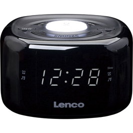 Lenco CR-12BK Radio Reloj con Luz Nocturna, Negro