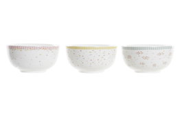 DKD Home Decor Set de Cuencos Vichy Sweet de Dolomita, Surtido de Colores