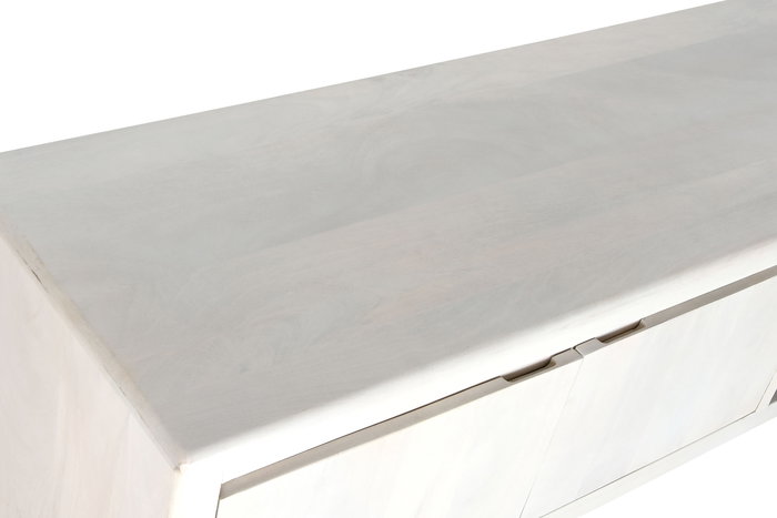 DKD Home Decor Mueble TV Blanco Mango 140x40x60 cm con 2 Puertas y 1 Estante