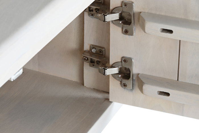 DKD Home Decor Mueble TV Blanco Mango 140x40x60 cm con 2 Puertas y 1 Estante