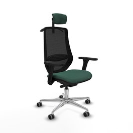 PIQUERAS Y CRESPO Silla de oficina Mardos Verde botella y Negro con mecanismo Sincro/Traslack y brazos 3D