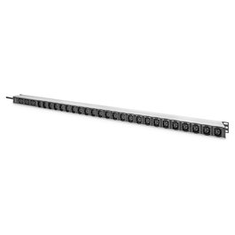 Digitus PDU básica 1 fase 16A, 24 salidas C13 y 3 salidas C19, 250V, cable 3m, color negro