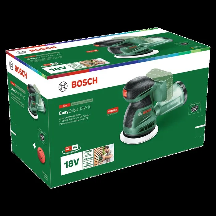 Bosch Lijadora orbital aleatoria inalámbrica EasyOrbit 18V10 - 125 mm - Sin accesorios (AAAXK79610)