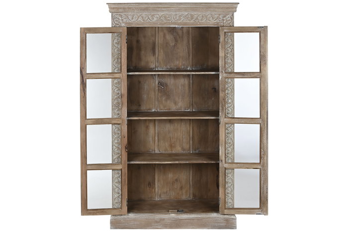 DKD Home Decor Vitrina Item Home Blanco 44 x 210 x 120 cm Mango Tallado a Mano Estilo Decape