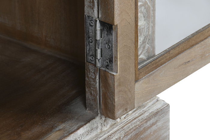 DKD Home Decor Vitrina Item Home Blanco 44 x 210 x 120 cm Mango Tallado a Mano Estilo Decape