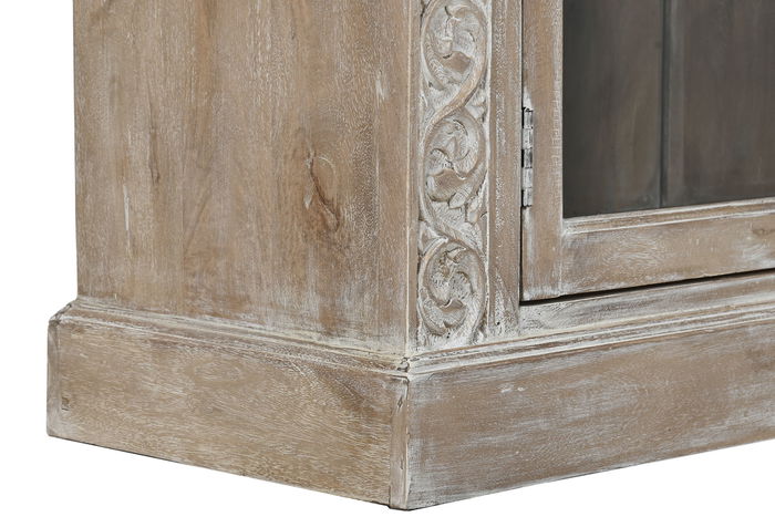 DKD Home Decor Vitrina Item Home Blanco 44 x 210 x 120 cm Mango Tallado a Mano Estilo Decape