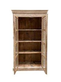 DKD Home Decor Vitrina Item Home Blanco 44 x 210 x 120 cm Mango Tallado a Mano Estilo Decape