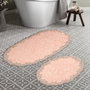 Mijölnir E4 485 Juego de Alfombrillas de Baño de Lujo 2 Piezas 100% Poliéster Suaves Absorbentes Antideslizantes Antibacterianas Color Polvo Lavables a Máquina 55x65 cm y 65x115 cm
