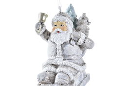 DKD Home Decor Decoracion Colgante Navidad Moderna Gris Blanco Resina 5 x 8 x 7.5 cm (12 Unidades)