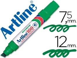 Artline Rotulador Permanente 100 Verde Punta Biselada Trazo 7.5-12mm