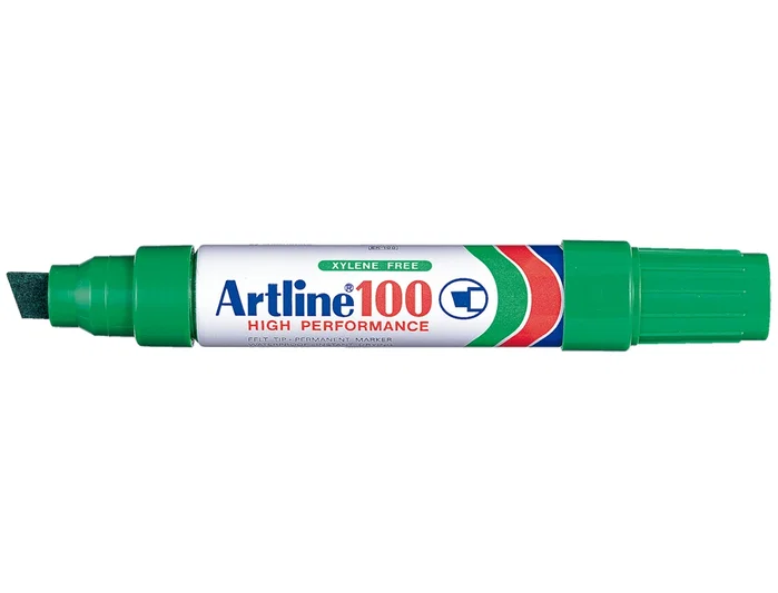 Artline Rotulador permanente 100 verde punta biselada