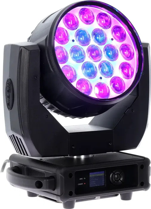 Algamlight Proyector Wash Zoom 19x15W RGBW Cabezal Móvil para Eventos y Escenarios