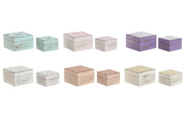 DKD Home Decor Joyero Indio Rosa Lila Set de 2 Piezas Materiales: Mango, Acrilico Dimensiones: 10 x 6.6 x 10 cm Surtido Multicolor (6 Unidades)