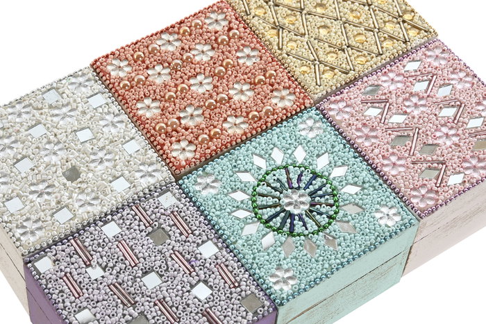 DKD Home Decor Joyero Indio Rosa Lila Set de 2 Piezas Materiales: Mango, Acrilico Dimensiones: 10 x 6.6 x 10 cm Surtido Multicolor (6 Unidades)