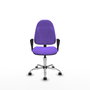 Silla de oficina Algarra con mecanismo Contacto permanente básico tapizada con Tela color Lila. Equipada con Base cromada, Brazos fijos y Ruedas de parqué