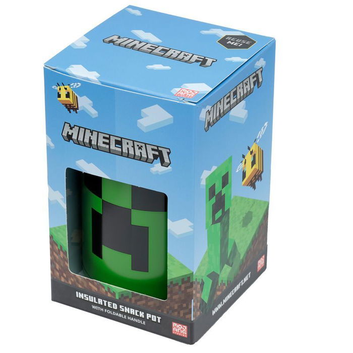 PUCKATOR Fiambrera Portátil Termo Creeper Minecraft 500ml, Acero Inoxidable, Doble Pared, A Prueba de Fugas