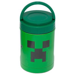PUCKATOR Fiambrera Portátil Termo Creeper Minecraft 500ml, Acero Inoxidable, Doble Pared, A Prueba de Fugas
