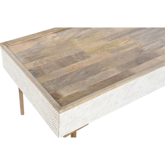 DKD Home Decor Mesa de Centro de Ondas en Madera de Mango y Metal Marrón
