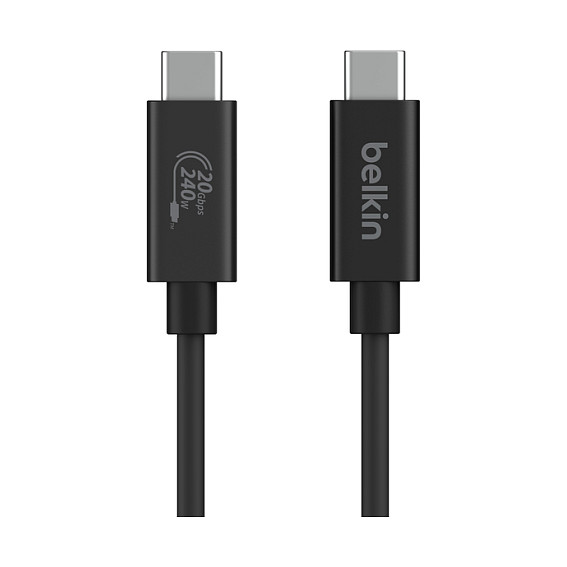 Belkin INZ004BT2MBK USB4 Cable USB-C a USB-C 240W Carga 20 Gbps Datos Thunderbolt Compatible Negro 2 Metros