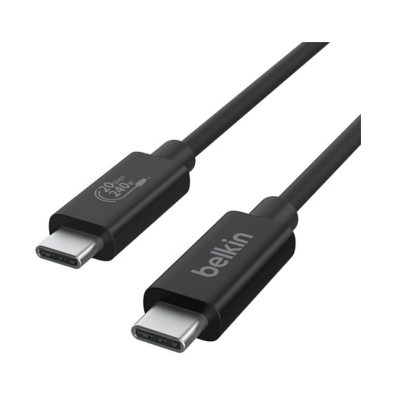 Belkin INZ004BT2MBK USB4 Cable USB-C a USB-C 240W Carga 20 Gbps Datos Thunderbolt Compatible Negro 2 Metros