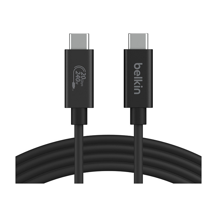Belkin Cable USB4 USB-C a USB-C de 2 m, 240W, 20 Gbit/s, Negro