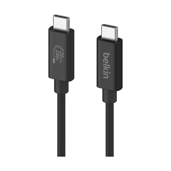 Belkin INZ004BT2MBK USB4 Cable USB-C a USB-C 240W Carga 20 Gbps Datos Thunderbolt Compatible Negro 2 Metros