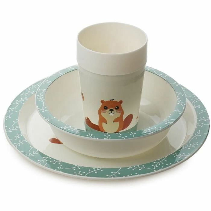 Thermobaby Mi primer set de comida para microondas - Castor - Plato, bol, taza