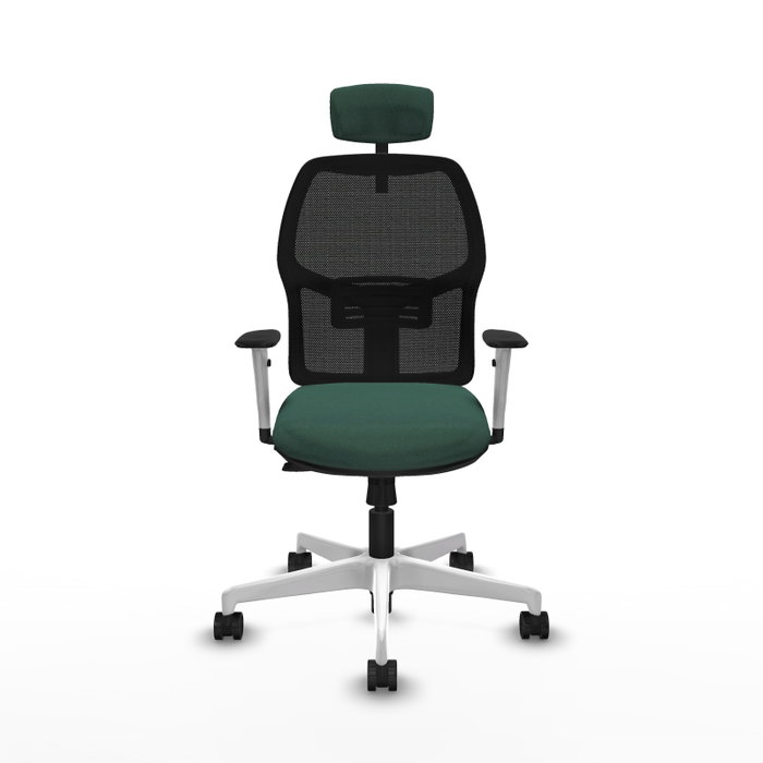PIQUERAS Y CRESPO - Silla de oficina ajustable Alfera con brazos ByN, mecanismo Sincro/Traslack, cabecero 2D, apoyo lumbar 1D y respaldo fijo para comodidad óptima.