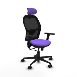 PIQUERAS Y CRESPO Silla de oficina Jorquera con mecanismo Sincro/Traslack, Tela Lila y Malla Negra