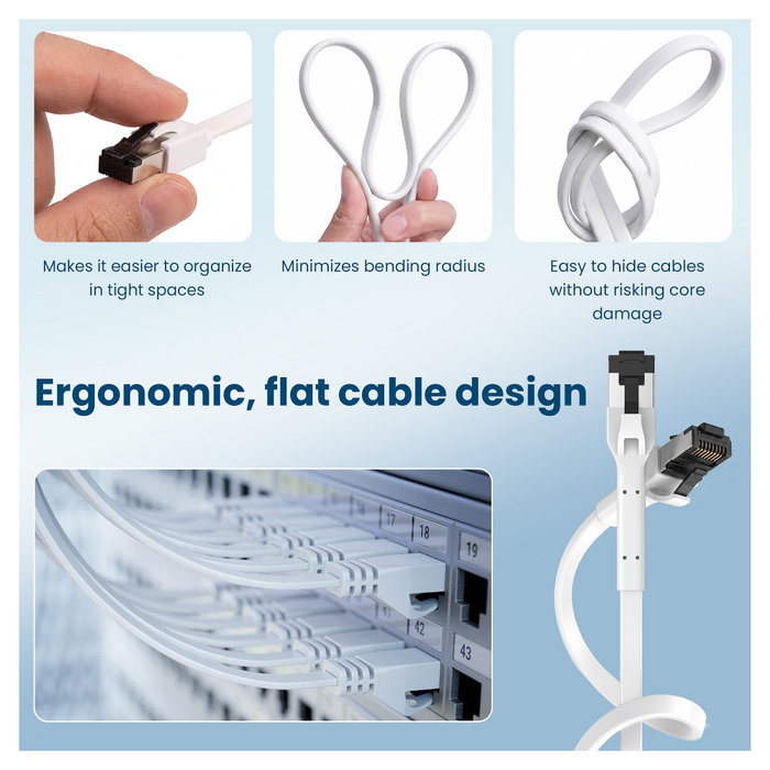 Extralink LAN Patchcord Cat.8 U/FTP 20M 40G Plano Blanco Extralink LAN Patchcord Cat.8 U/FTP 20M 40G Plano Blanco