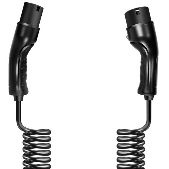 LogiLink Cable de carga para vehículo eléctrico Type 2 Espiral 22kW 5m Negro + Bolsa