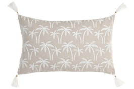 DKD Home Decor Cojín de Algodón Natural y Blanco 30x50 cm