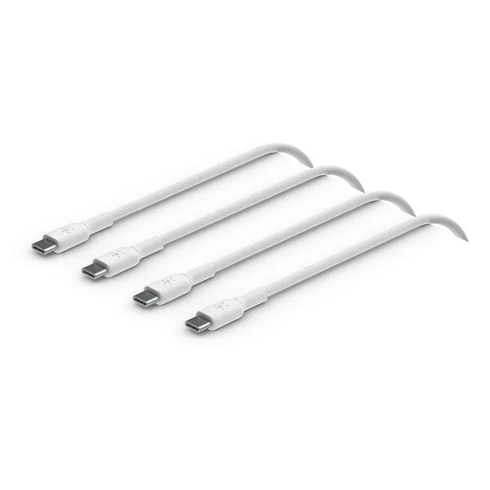 Belkin CAB003BT1MWH2PK Cable USB-C a USB-C 2.0, 1 metro, Paquete de 2, Carga Rápida, Color Blanco