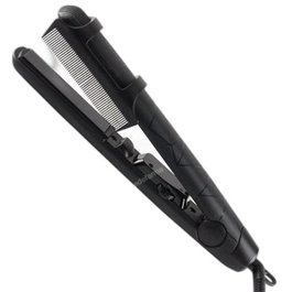 Steinhart Carbon Pro - Plancha de pelo con placas de cerámica tratadas con aceites de macadamia y argán, tecnología iónica, 150-230ºC, incluye pinzas y funda