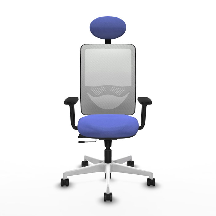 PIQUERAS Y CRESPO Silla de oficina Zulema con mecanismo Sincro/Traslack, Azul claro y Blanco